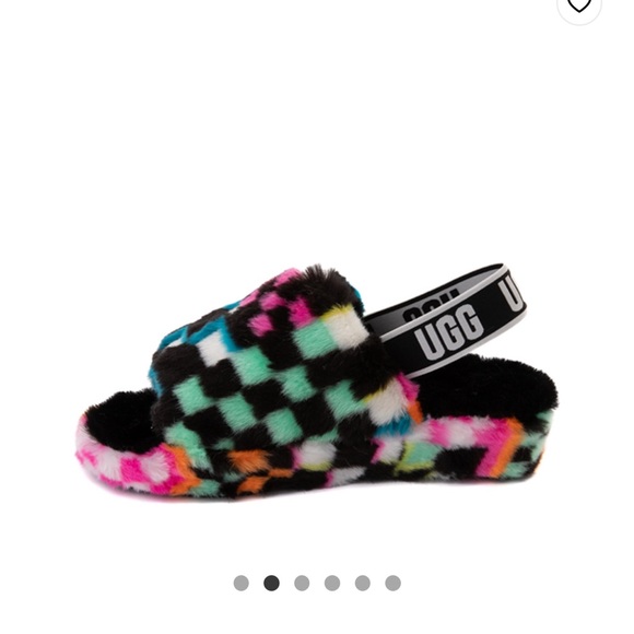 UGG Shoes - Ugg fluff yeah black checkered multicolor